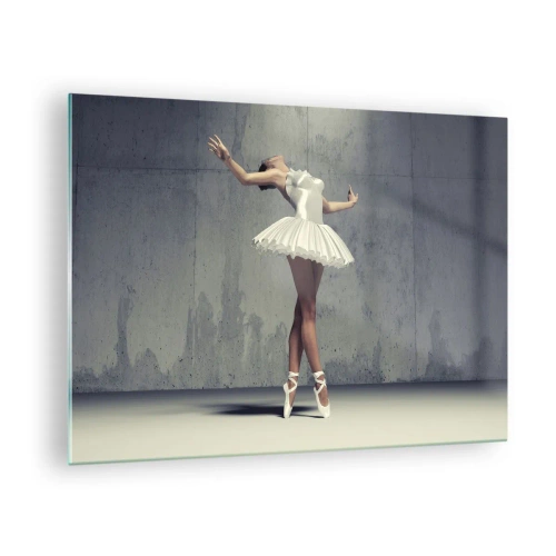 Bild på glas Arttor 70x50 cm - Lätt som en fågel - Ballerina, Balett, Dansa, Kultur, Teater, Till vardagsrum, Till sovrum, Vit, Brun, Horisontella, Glas, GAA70x50-4344