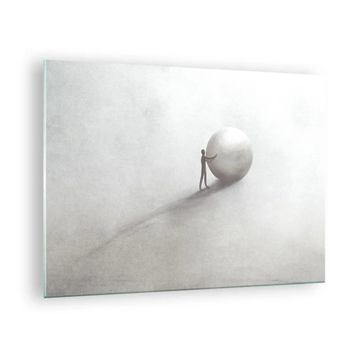 Bild på glas Arttor 70x50 cm - Livets spel - Abstraktion, Konst, Man, Svartvitt, Minimalism, Till vardagsrum, Till sovrum, Vit, Svart, Horisontella, Glas, GAA70x50-4752