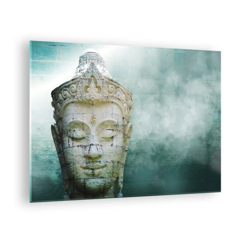 Bild på glas Arttor 70x50 cm - På jakt efter ljus - Buddha, Buddha Staty, Asien, Buddhism, Religion, Till vardagsrum, Till sovrum, Vit, Svart, Horisontella, Glas, GAA70x50-4342