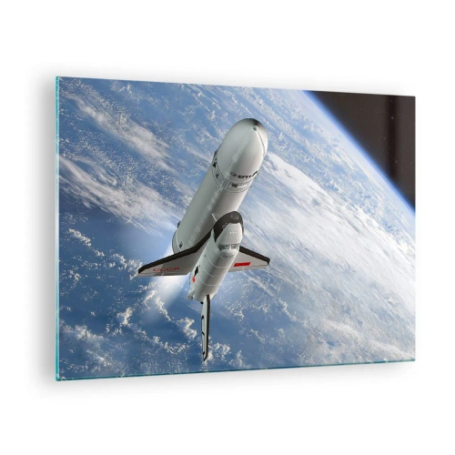 Bild på glas Arttor 70x50 cm - Rymdfärd - Kosmos, Sputnik, En Rymdraket, Himmel, Astronomi, Till vardagsrum, Till sovrum, Blå, Vit, Horisontella, Glas, GAA70x50-0496