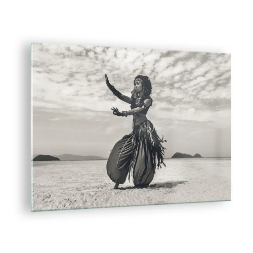 Bild på glas Arttor 70x50 cm - Sydliga öars dans - Dansare, Indien, Orientera, Dansa, Landskap, Till vardagsrum, Till sovrum, Vit, Svart, Horisontella, Glas, GAA70x50-4445