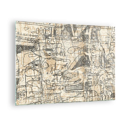 Bild på glas Arttor 70x50 cm - Väntar på avkodning - Grafik, Konst, Abstraktion, Rader, Modern Konst, Till vardagsrum, Till sovrum, Vit, Svart, Horisontella, Glas, GAA70x50-5047