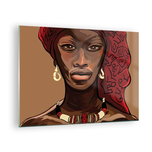 Bild på glas Arttor 70x50 cm - Venus i ebenholts - Kvinna, Afrika, Kultur, Konst, Porträtt, Till vardagsrum, Brun, Röd, Horisontella, Glas, GAA70x50-4120