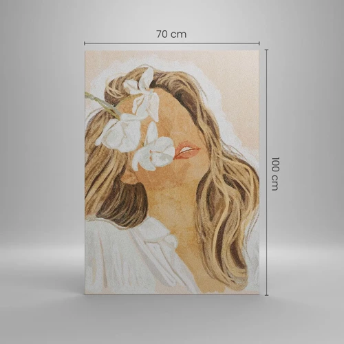 Canvastavla - Bild på duk - Bland blommorna i jubel - 70x100 cm