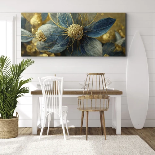 Canvastavla - Bild på duk - Blommande av guld - 120x50 cm