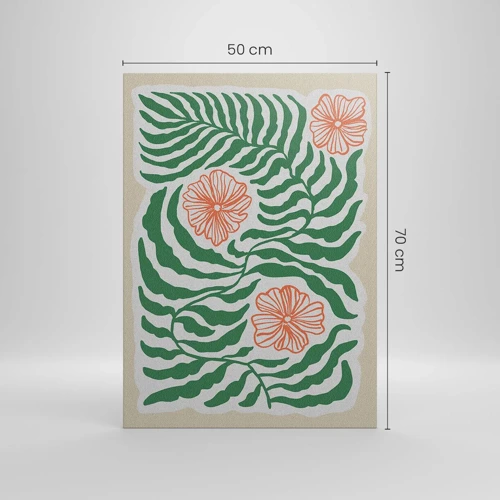 Canvastavla - Bild på duk - Blommande i grönt - 50x70 cm