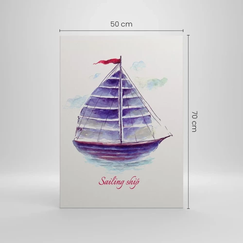 Canvastavla - Bild på duk - Fulla seglar och lugnt vatten - 50x70 cm