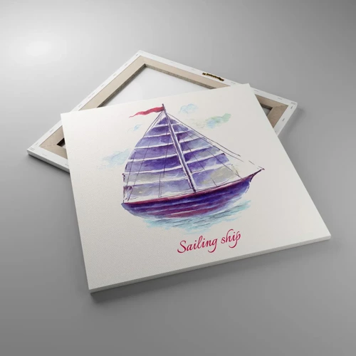 Canvastavla - Bild på duk - Fulla seglar och lugnt vatten - 60x60 cm