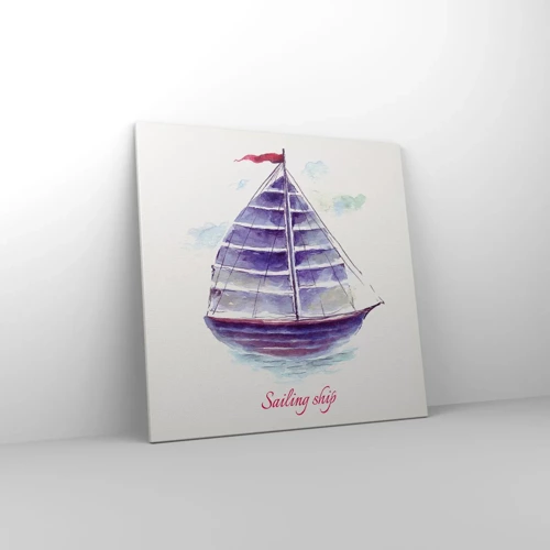 Canvastavla - Bild på duk - Fulla seglar och lugnt vatten - 70x70 cm