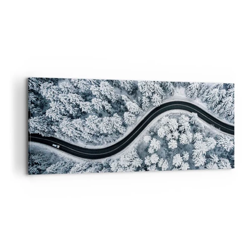 Canvastavla - Bild på duk - Genom vinterskogen - 120x50 cm