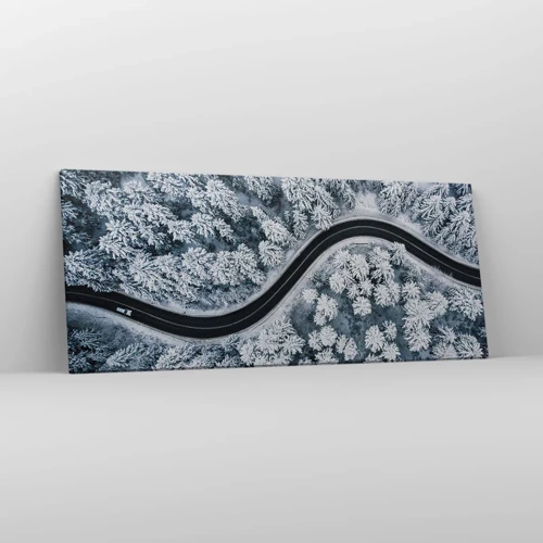 Canvastavla - Bild på duk - Genom vinterskogen - 120x50 cm