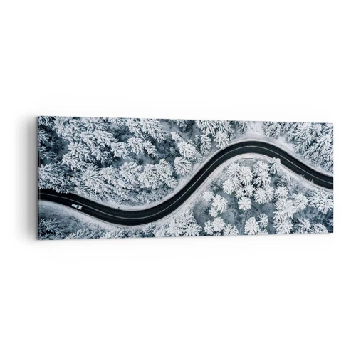 Canvastavla - Bild på duk - Genom vinterskogen - 140x50 cm