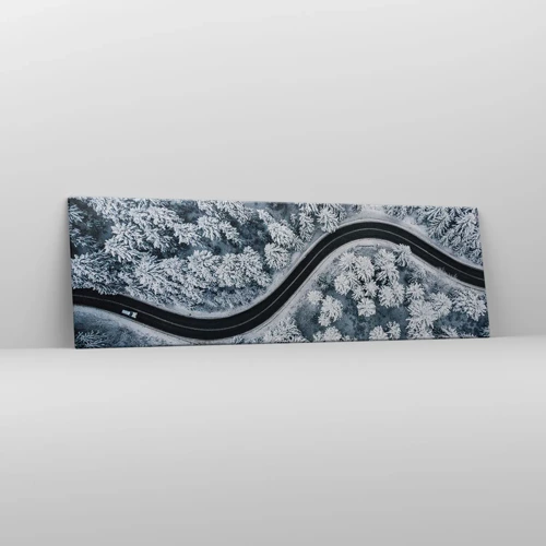 Canvastavla - Bild på duk - Genom vinterskogen - 160x50 cm