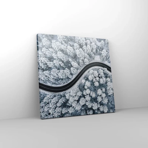 Canvastavla - Bild på duk - Genom vinterskogen - 30x30 cm