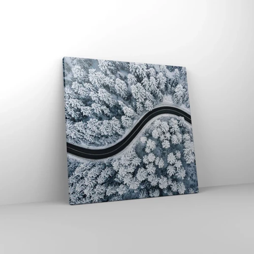 Canvastavla - Bild på duk - Genom vinterskogen - 40x40 cm