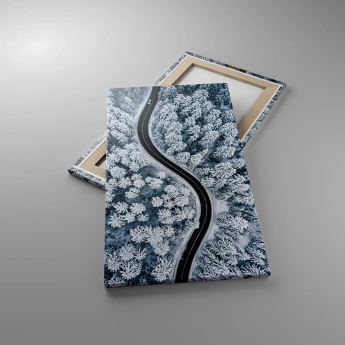 Canvastavla - Bild på duk - Genom vinterskogen - 45x80 cm