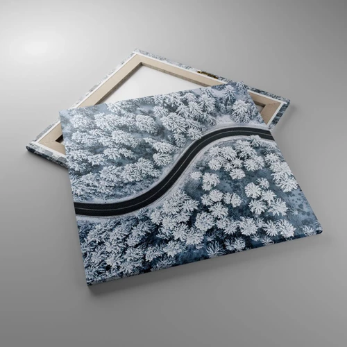 Canvastavla - Bild på duk - Genom vinterskogen - 60x60 cm
