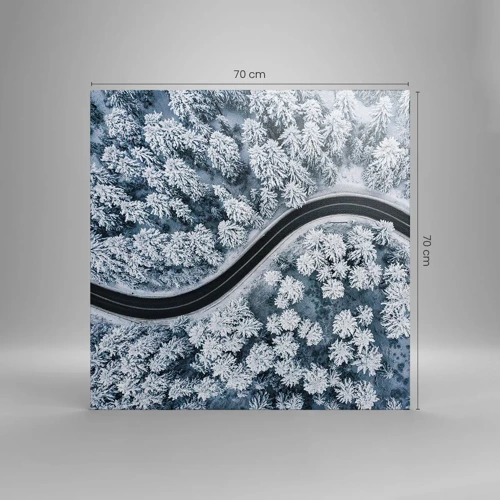 Canvastavla - Bild på duk - Genom vinterskogen - 70x70 cm