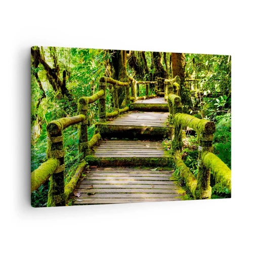 Canvastavla - Bild på duk - Grön korridor - 70x50 cm