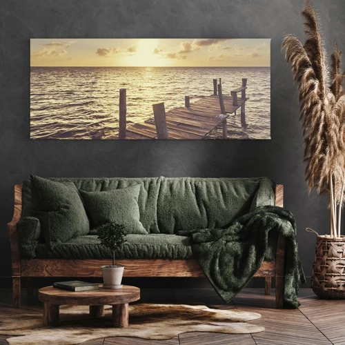 Canvastavla - Bild på duk - Gyllene mildhetslandskap - 100x40 cm