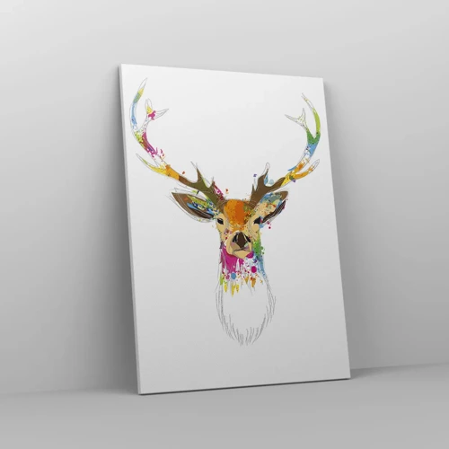 Canvastavla - Bild på duk - Hjort badar i färg - 50x70 cm