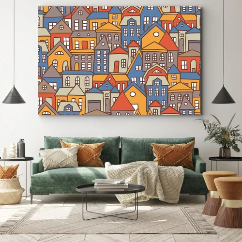 Canvastavla - Bild på duk - Hus bakom hus - 70x50 cm