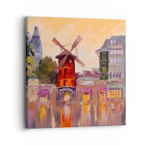 Canvastavla - Bild på duk - Ikoner av Paris – Moulin Rouge - 40x40 cm