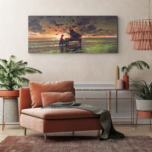 Canvastavla - Bild på duk - Konsert för piano och vågor - 140x50 cm