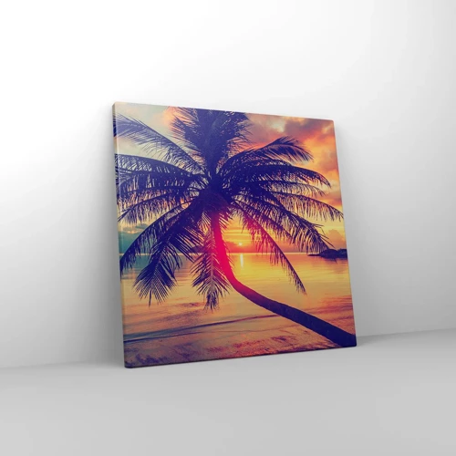 Canvastavla - Bild på duk - Kväll under palmerna - 40x40 cm