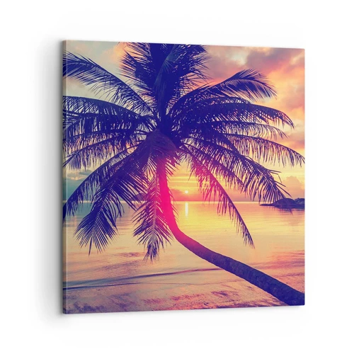 Canvastavla - Bild på duk - Kväll under palmerna - 60x60 cm
