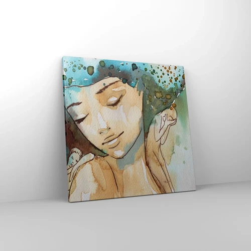 Canvastavla - Bild på duk - Lady in blue - 40x40 cm