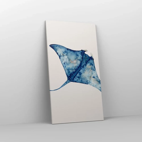 Canvastavla - Bild på duk - Liv i blått - 55x100 cm