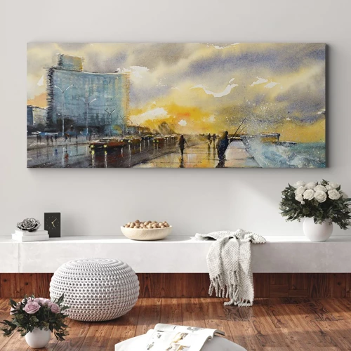 Canvastavla - Bild på duk - Livet på stranden - 100x40 cm