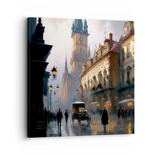 Canvastavla - Bild på duk - Magin under en kväll i Prag - 30x30 cm