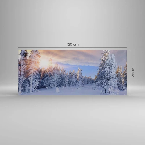 Canvastavla - Bild på duk - Naturens snöiga spel - 120x50 cm