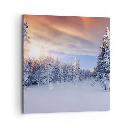 Canvastavla - Bild på duk - Naturens snöiga spel - 60x60 cm