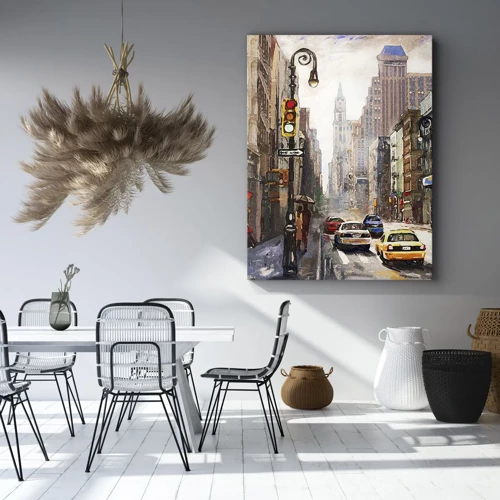 Canvastavla - Bild på duk - New York - färgglad också i regnet - 45x80 cm