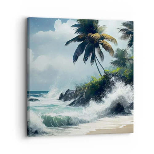 Canvastavla - Bild på duk - På en tropisk strand - 30x30 cm
