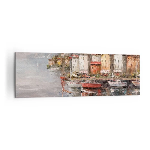 Canvastavla - Bild på duk - Romantisk hamn - 160x50 cm