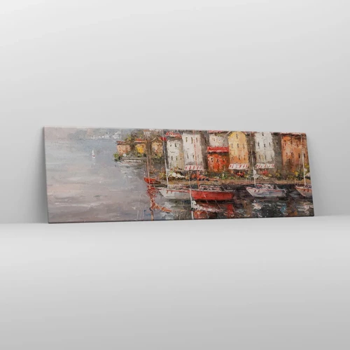 Canvastavla - Bild på duk - Romantisk hamn - 160x50 cm
