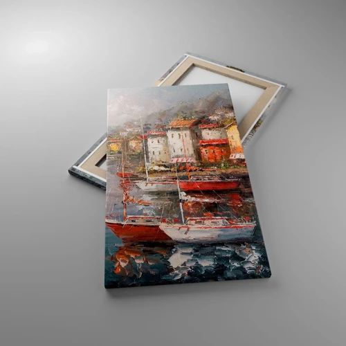 Canvastavla - Bild på duk - Romantisk hamn - 45x80 cm