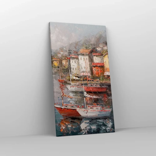 Canvastavla - Bild på duk - Romantisk hamn - 45x80 cm
