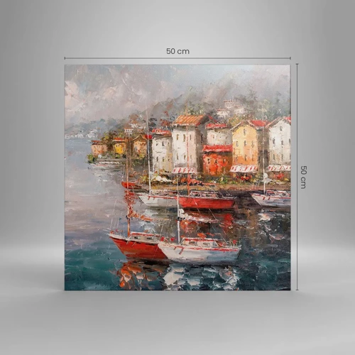 Canvastavla - Bild på duk - Romantisk hamn - 50x50 cm