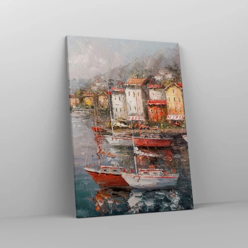 Canvastavla - Bild på duk - Romantisk hamn - 50x70 cm