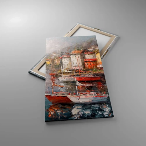 Canvastavla - Bild på duk - Romantisk hamn - 55x100 cm