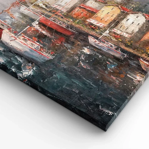 Canvastavla - Bild på duk - Romantisk hamn - 65x120 cm
