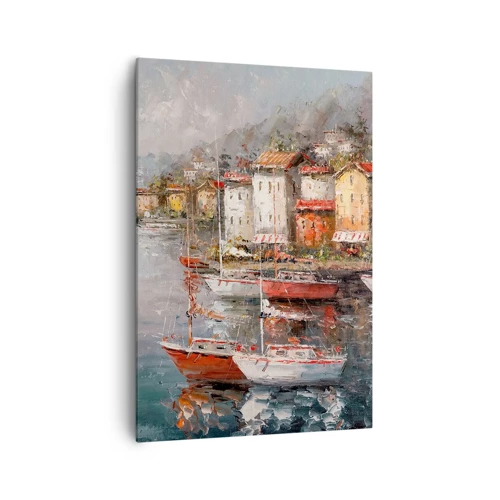 Canvastavla - Bild på duk - Romantisk hamn - 70x100 cm