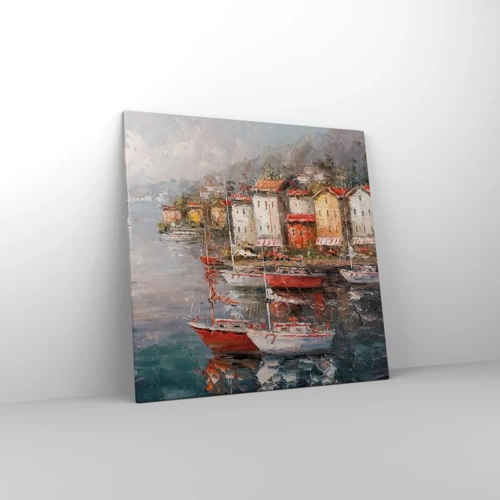 Canvastavla - Bild på duk - Romantisk hamn - 70x70 cm