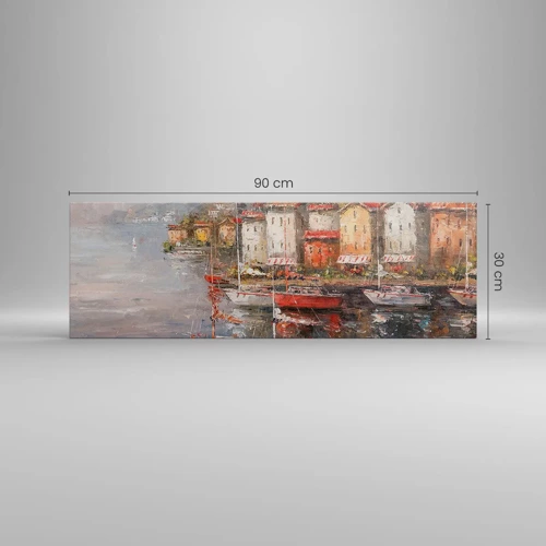 Canvastavla - Bild på duk - Romantisk hamn - 90x30 cm