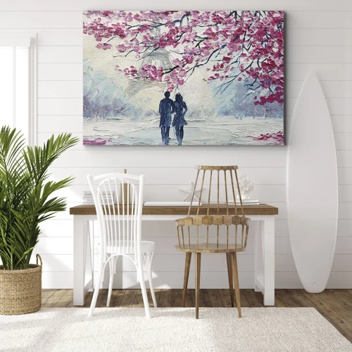 Canvastavla - Bild på duk - Romantisk promenad - 70x50 cm